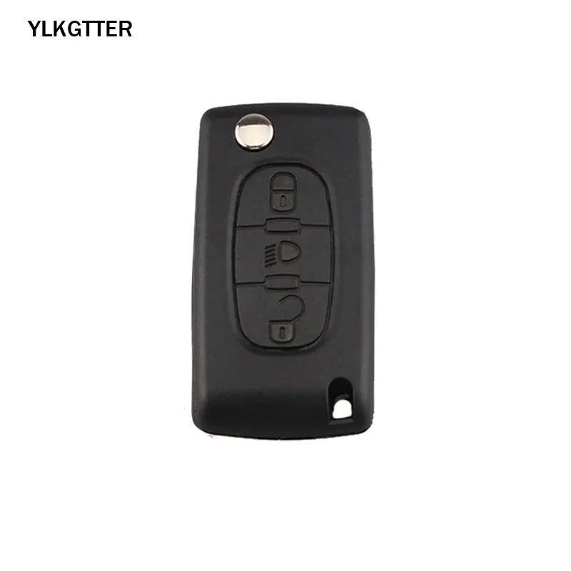 Black YLKGTTER 433 МГц 3 кнопки FSK дистанционный ключ для Citroen C2/C3/C4/C5/Berlingo/Picass Авто контроллер блокировки двери CE0536, VA2/HU83 лезвие - Цвет: Black