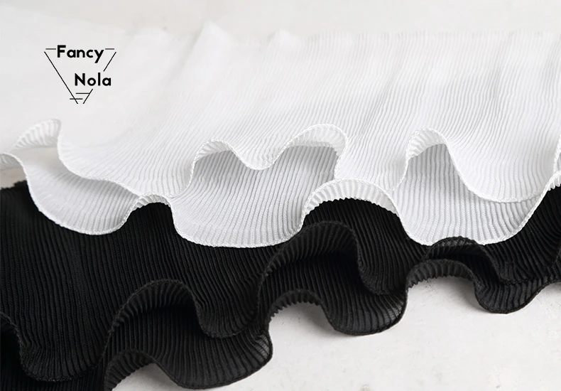 Белое/черное плиссированное платье с объемной волнистой текстурой кружевные