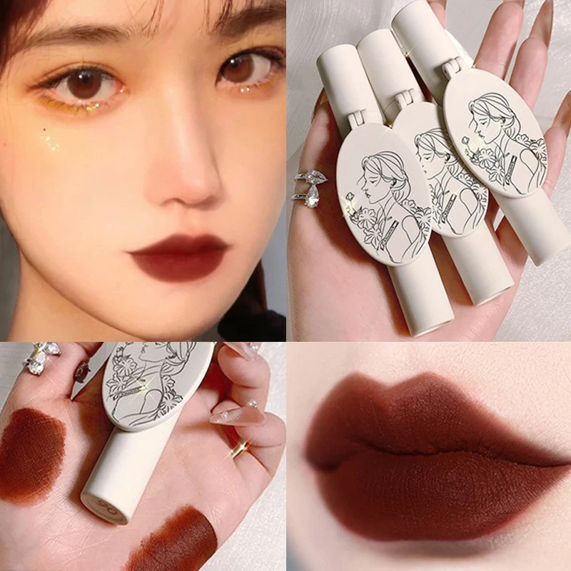 Бархатный матовый блеск для губ 5 цветов серия темных легкое размытие губная