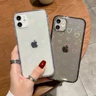 Модный градиентный лазерный чехол для iPhone 13, 11, 12 Pro, Max, X, XS, XR, 7, 8 Plus, SE 2020, прозрачный чехол с сердцами