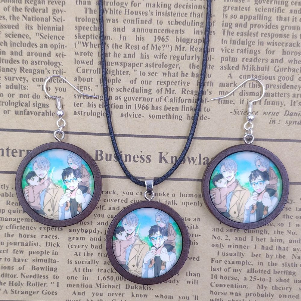 Милый популярный аниме Юри! На льду Katsuki Модный Ювелирный Набор колье и серьги из