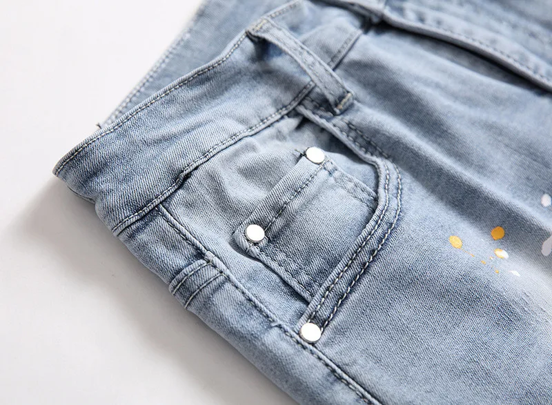 Модные мужские рваные джинсы MORUANCLE с нашивками уличные дырками Стрейчевые |