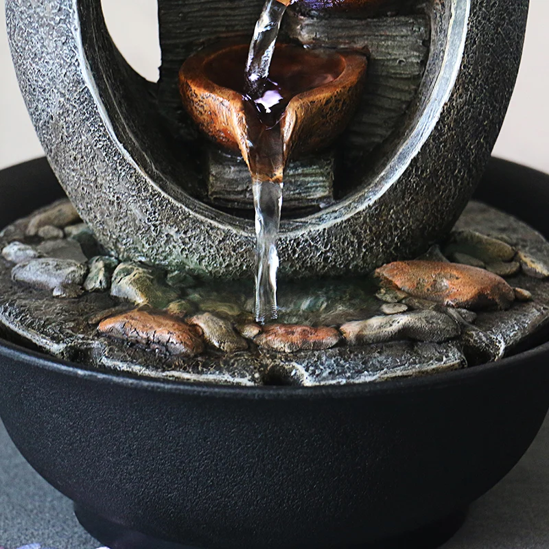 

2020 New Resin Decoration Fountains Indoor Water Fountains Crafts Desktop Home Decor Rockery Figurines FengShui Water Fountain