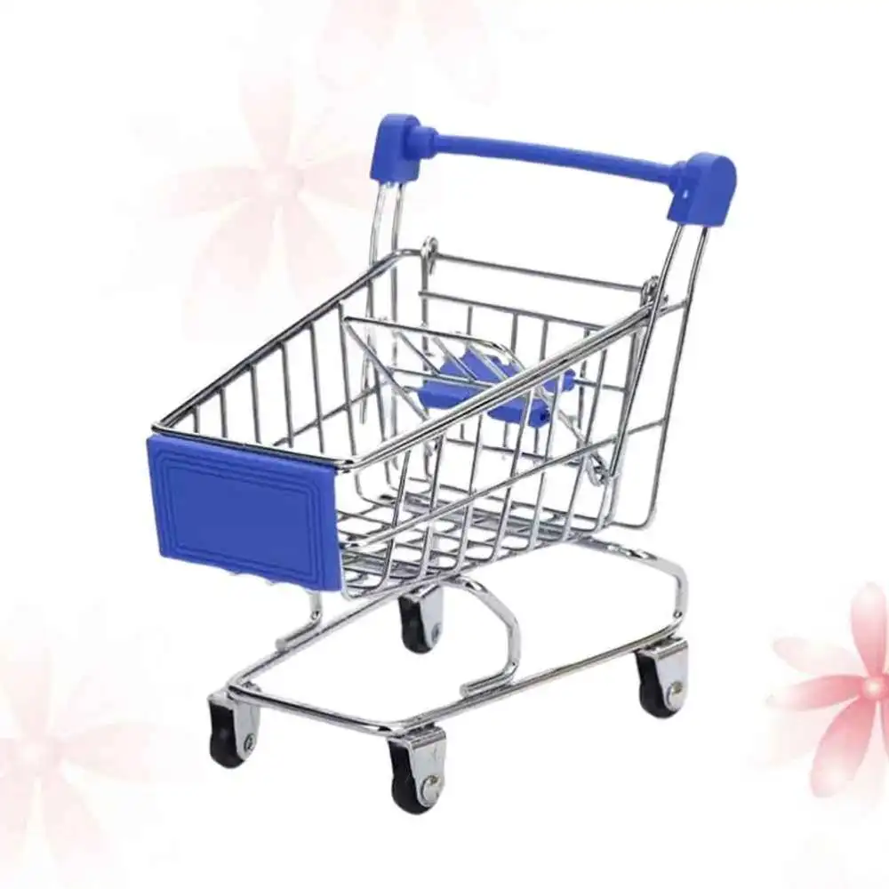 

Mini Shopping Carts Shopping Trolley Storage Container Toys Size Dark Blue