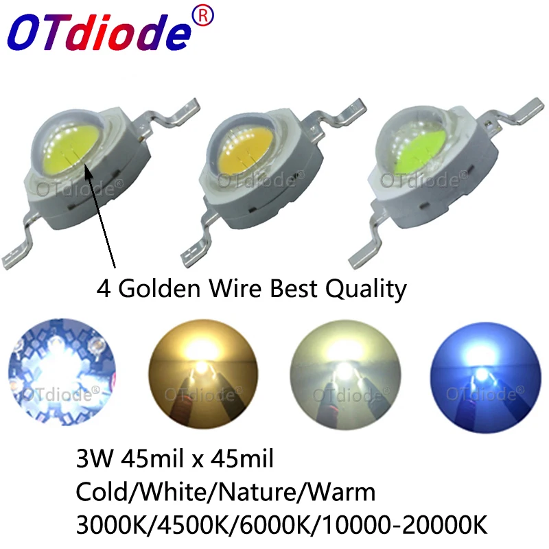 Full Watt 3W High Power LED Epistar Chip 260 280LM Cold Nature Warm White 3000K 4500K 6500K Light Source For Spotlight Blub|Подвесные