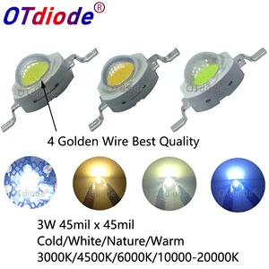 Full Watt 3W High Power LED Epistar Chip 260-280LM Cold Nature Warm White 3000K 4500K 6500K Light Source For Spotlight Blub