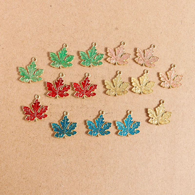 

10pcs 20*21mm 5 Colors Enamel Maple Leaf Charms Pendant for Making Necklaces Drop Earrings Keychain DIY Handmade Jewelry Finding