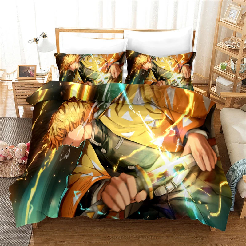

Cianlsria Demon Slayer Cartoon Printed Bedding Sets 2020 3 PCE(No Sheets) Quilt Cover and Pillowcase