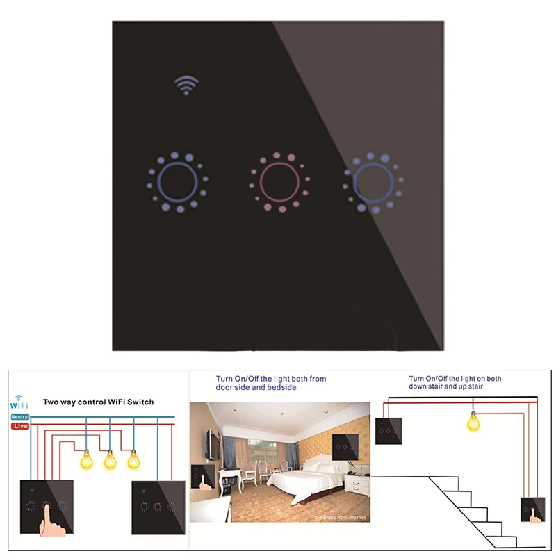 

Contact Light Switch Wifi Smart Home Wall Dual Control Switch / EU/ UK Standard for Google Home Alexa Tuya APP