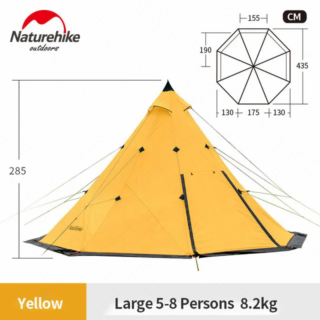 Naturehike Пирамида палатка для уличного кемпинга палатка Пирамида палатки большой емкости защита от ветра, от дождя водонепроницаемая палатка для семьи - Цвет: L-Yellow