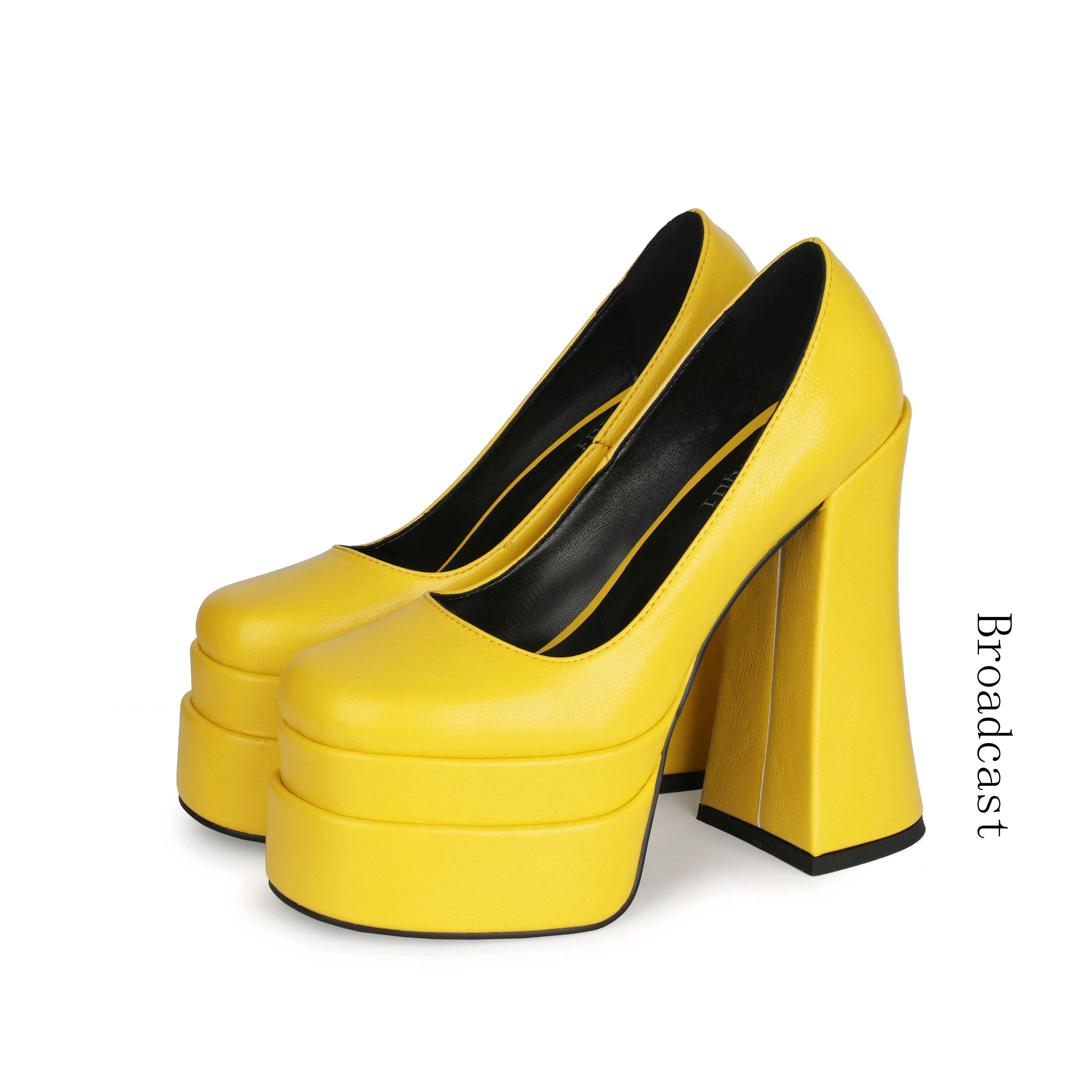 Broadcast Spring and Summer Womens Shoes 2022 New Round Toe Thick
High-heeled Platform Fashion Womens Large Size Single Shoes