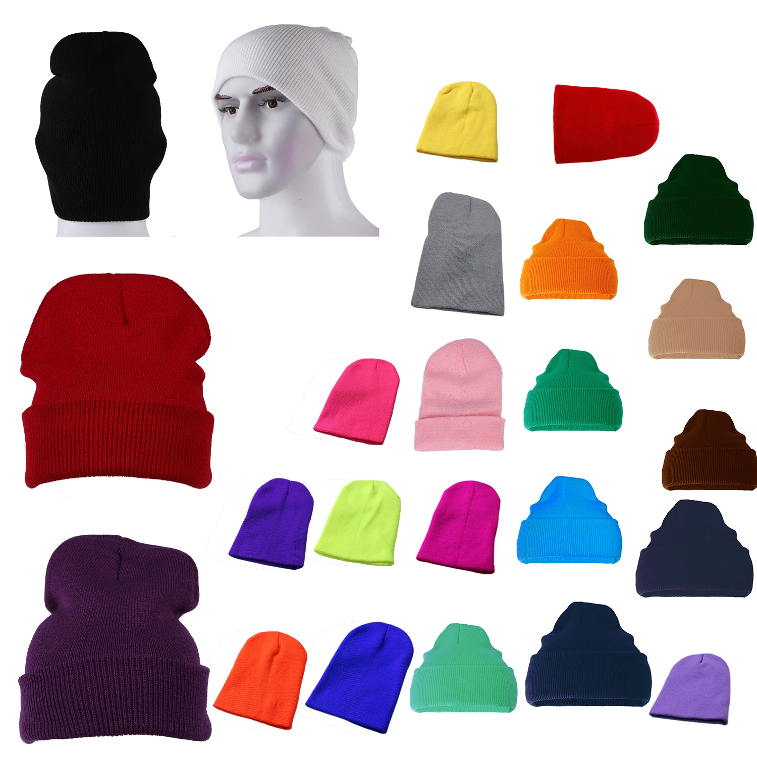 

Winter Beanie Knit Ski Cap Hat Warm (Bright Orange)