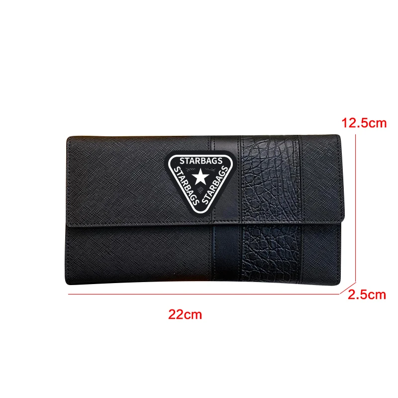 

Новинка 2022, длинный стильный кошелек starbags pra, мужской кожаный кошелек на молнии, сумка из кожи Оксфорда, модные плееры с повседневной сумкой-...