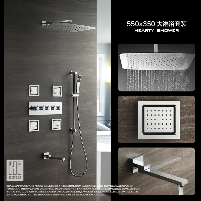 20 дюймов ванная комната дождь Душевая Головка 304SUS термостатический кран