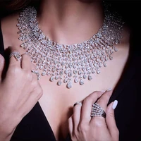 soramoore new luxury flexible firework jewelry set earrings necklace bangle ring 4 pcs women wedding jewelry 2021 trendy hot