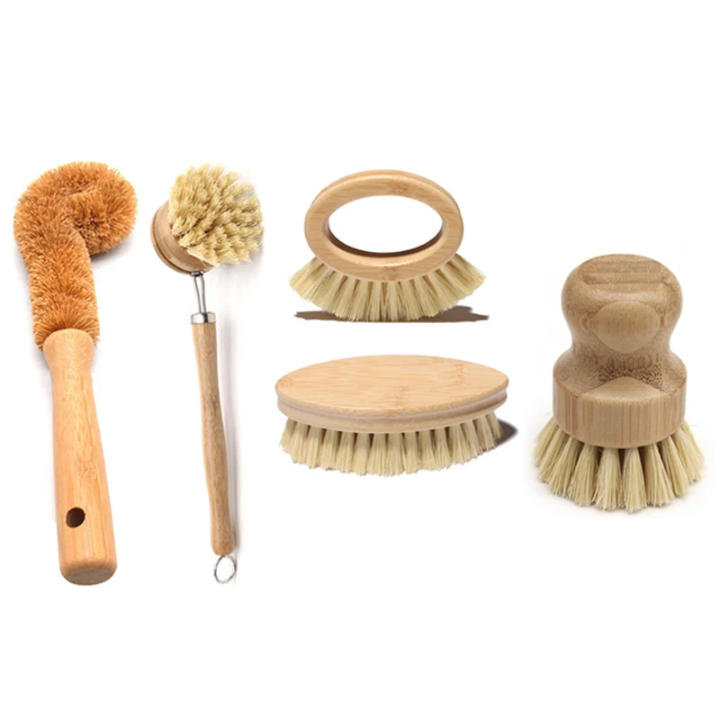 

Natural Bamboo Dish Brush Set for Cleaning Dishes,Pans,Pots,Bottles and Vegetables for Cleaning Dish,Bottle,Pot