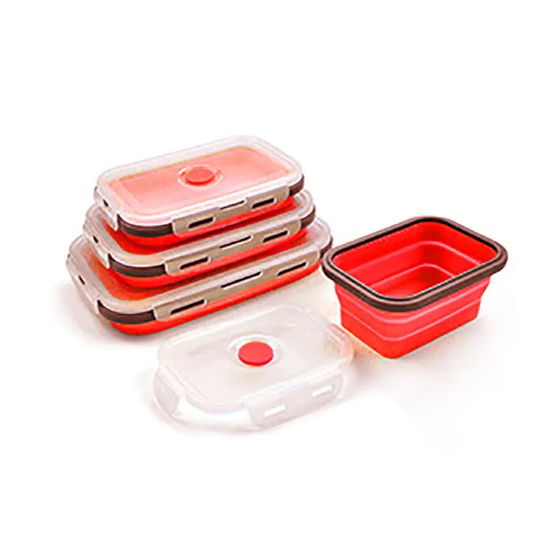 Силиконовый складной контейнер для обеда контейнер для хранения еды Bento BPA Free Microwavable Портативный Пикник Кемпинг прямоугольник наружная коробка