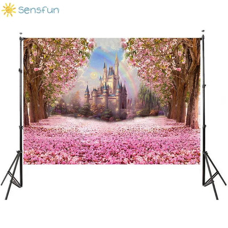 Sensfun фон для фотосъемки с рисунком розового замка малышей на день рождения Baby Shower