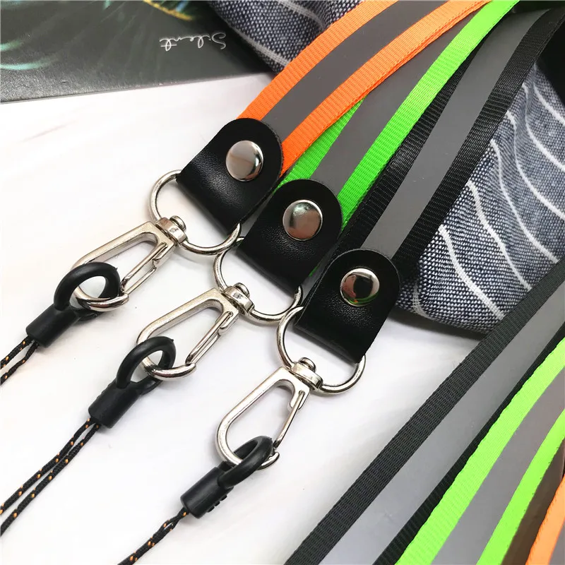 Однотонный светоотражающий шнурок в полоску для ключей держатель USB