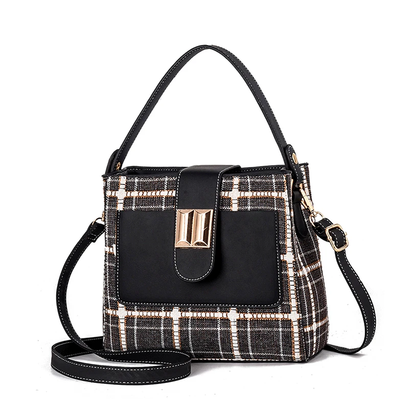 

2021 New Luxury Women's Shoulder Tote Bag PU Leather Plaid Crossbody Bags For Women Designers Female Handbags Messenger Bag