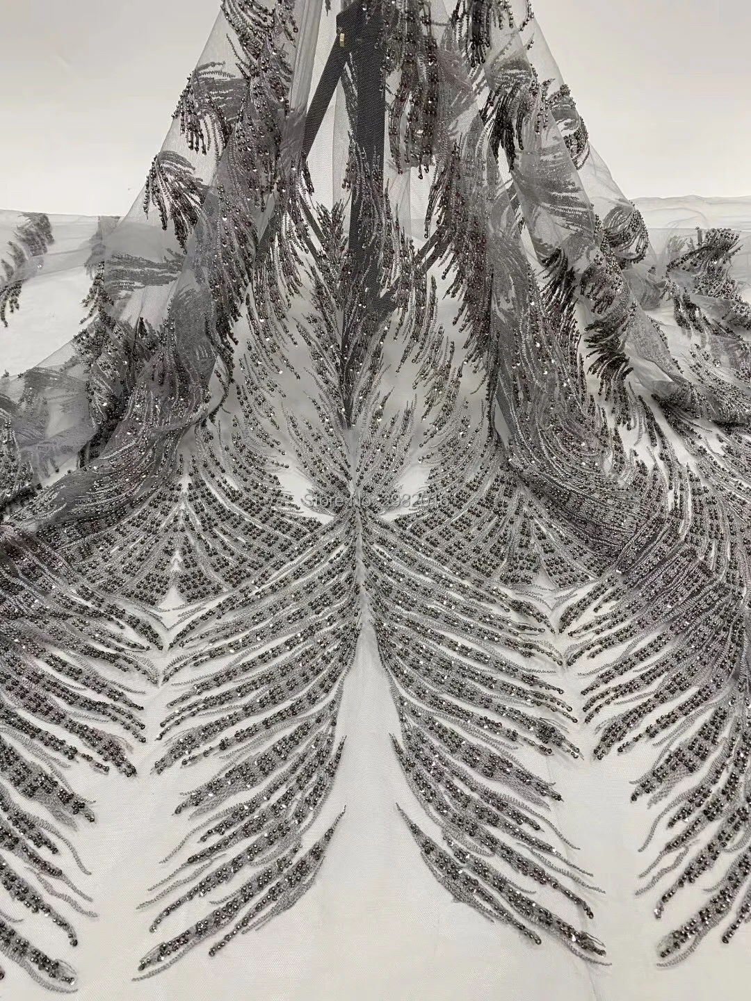 

Top Quality 5yards African Handmade Beaded Lace Fabric With Beads African Lace Styles Navy Blue Nigerian Lace Fabric