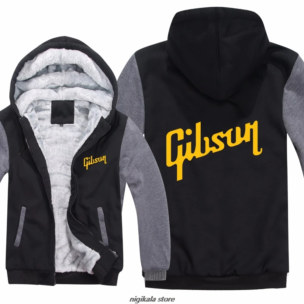 Зимние теплые гитары логотип бренда мужские толстовки с капюшоном на молнии