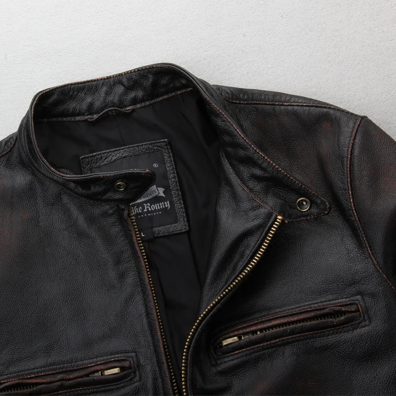 

Men New Arrival Genuine Leather Motorcycle Jacket Thick Cowhide Riding Jackets Male High quality Winter Coats