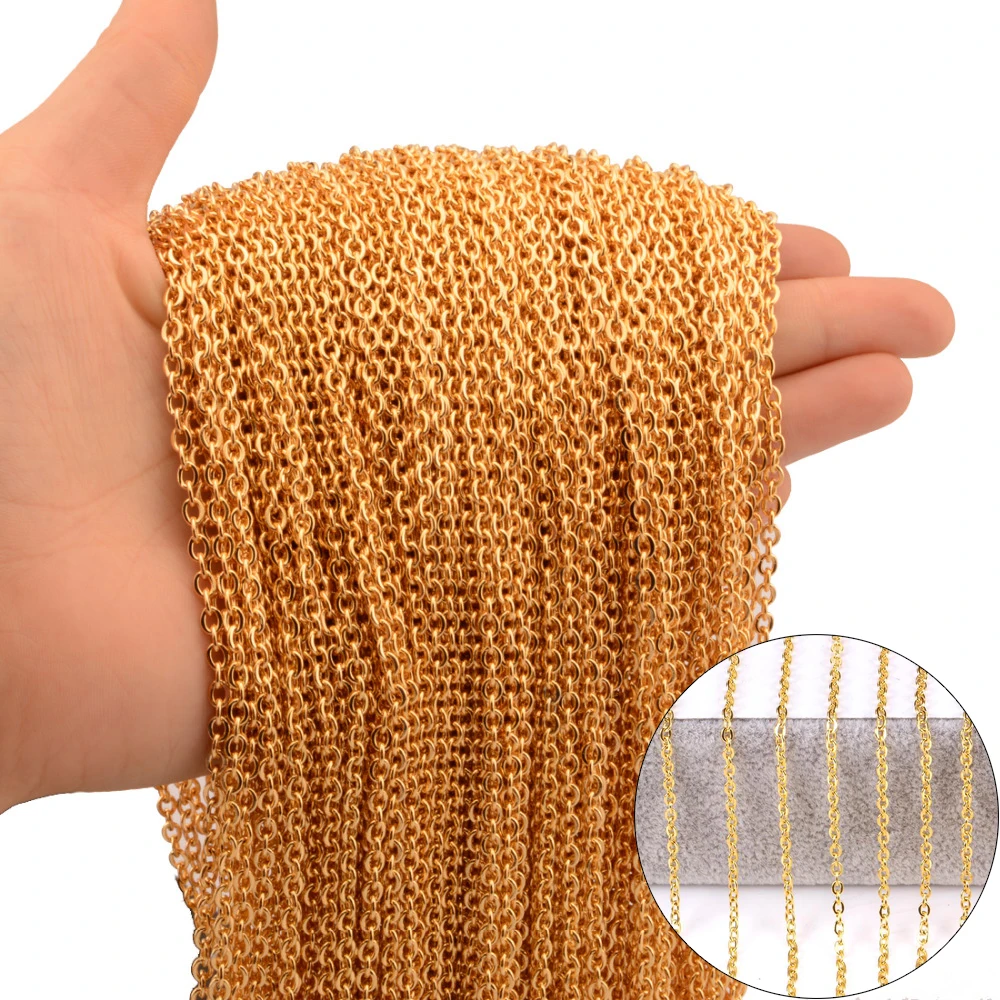 

5/10/20 Meters DIY Jewelry Wholesale Retail Cross Chain Gold Color Stainless Steel Choker Manual Accessories Fashion Gifts