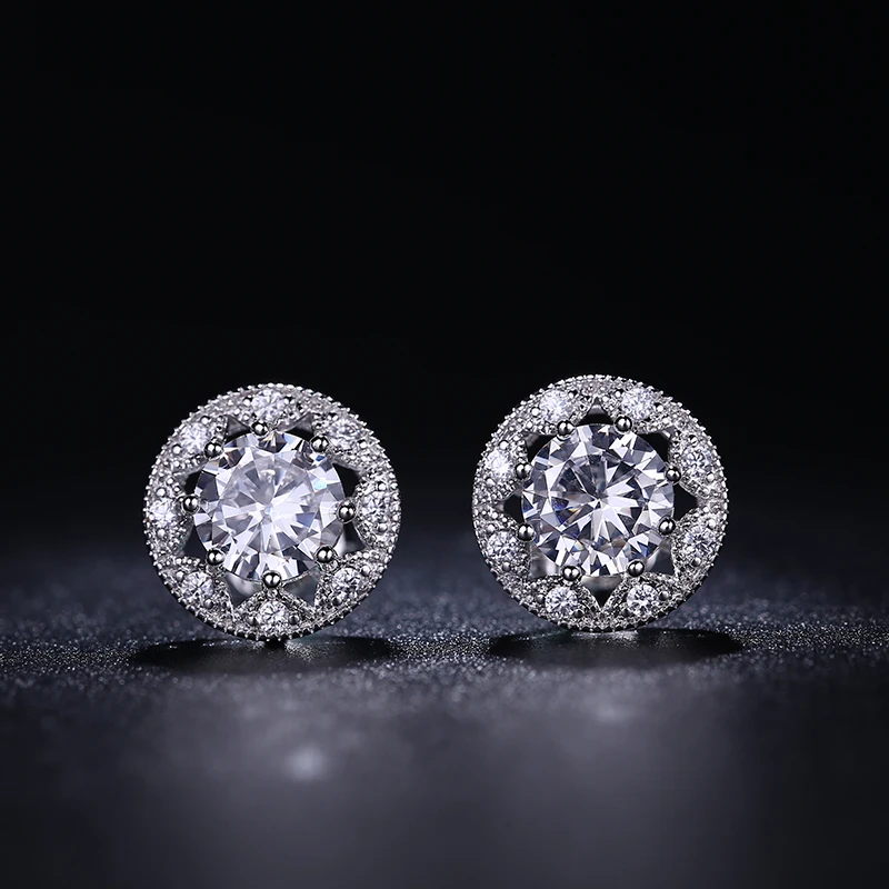 Женские серьги гвоздики PHOEBEJEWEL модные серебристого цвета с кристаллами из