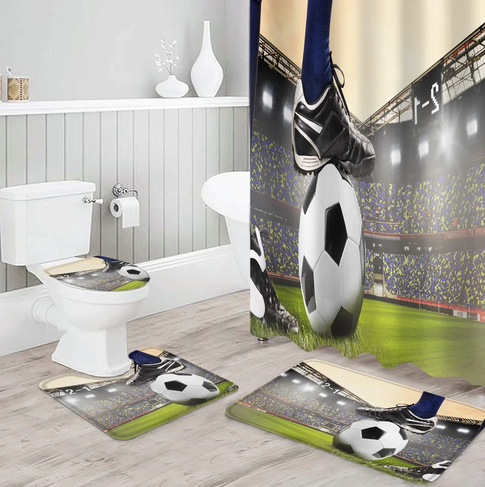 Гимназия футбольные мячи занавески для душа водонепроницаемый набор душевых