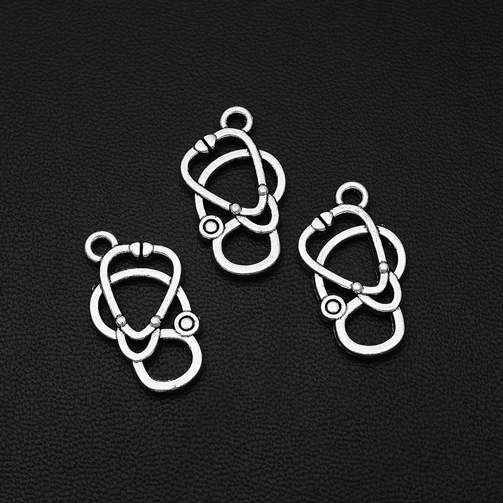 

15pcs/Lots 13x23mm Antique Silver Plated Stethoscope Charms Doctor Nurse Pendants For Diy Creation Jewelry Making Accessories