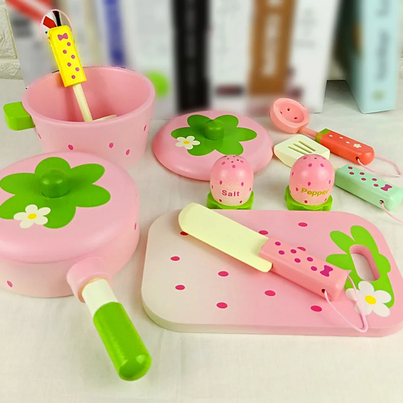 Детские игрушки розовые деревянные кухонные детские для приготовления пищи