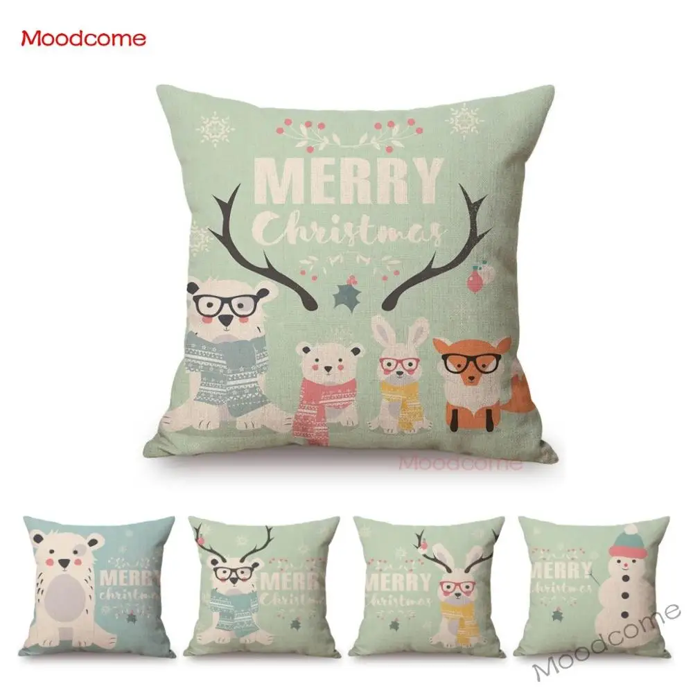 Рождественские лесные животные полярный медведь олень лиса кролик милый диван