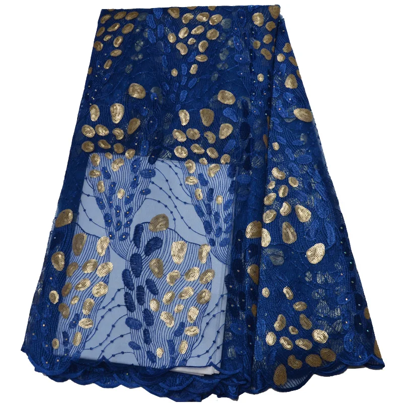 (5 ярдов/шт.) Красная и Золотая африканская французская кружевная ткань с