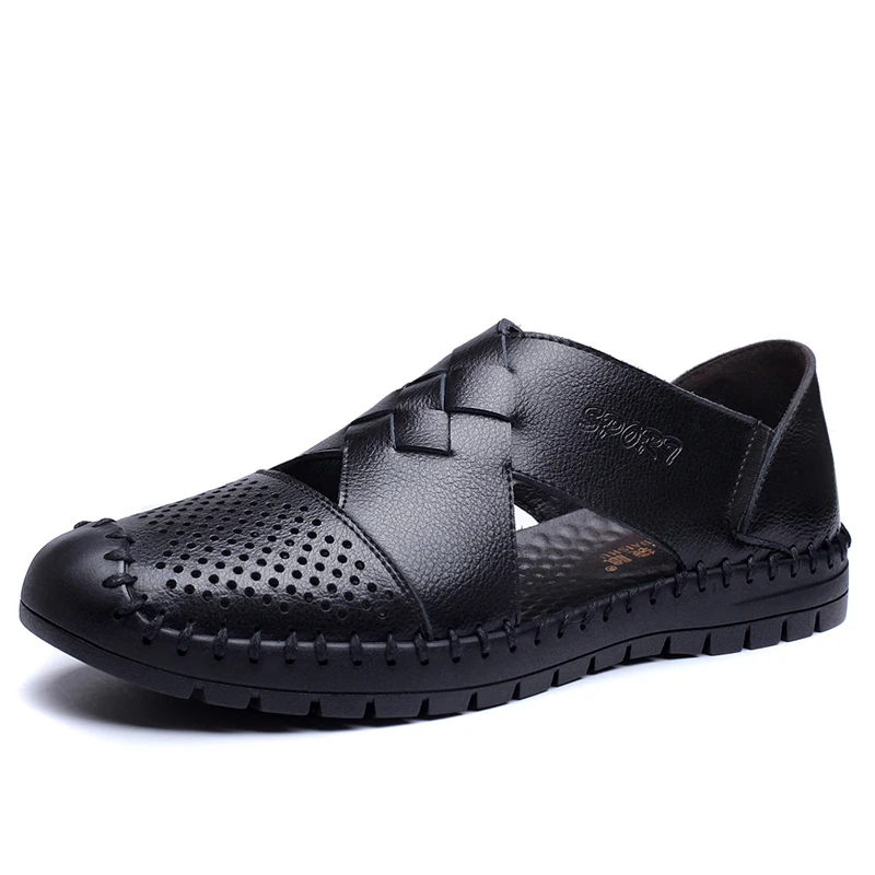 Летние мужские Нескользящие сандалии с вырезами Мужские повседневные лоферы из