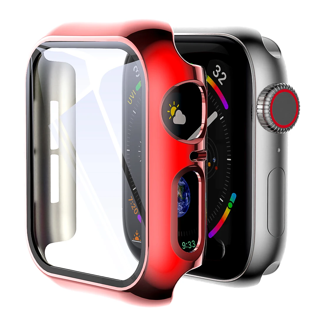 

Стекло и крышка для Apple Watch 6, чехол 44 мм 40 мм, чехол для iWatch 42 мм 38 мм, бампер + защита для экрана Apple watch Series 6 5 4 3 2 1, красный