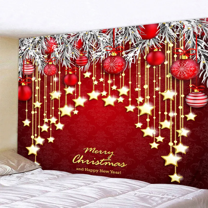 

Hanging stars Christmas Tapestry Bedroom Living Room Wall Hanging Tapestry Home Decor Xmas Mat for Christmas New Year