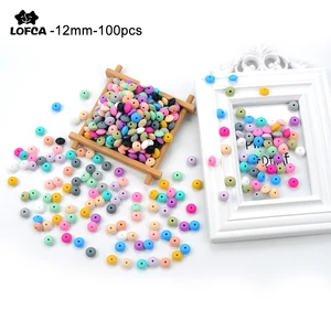 100 шт., силиконовые бусины для прорезывателя зубов, 12 мм