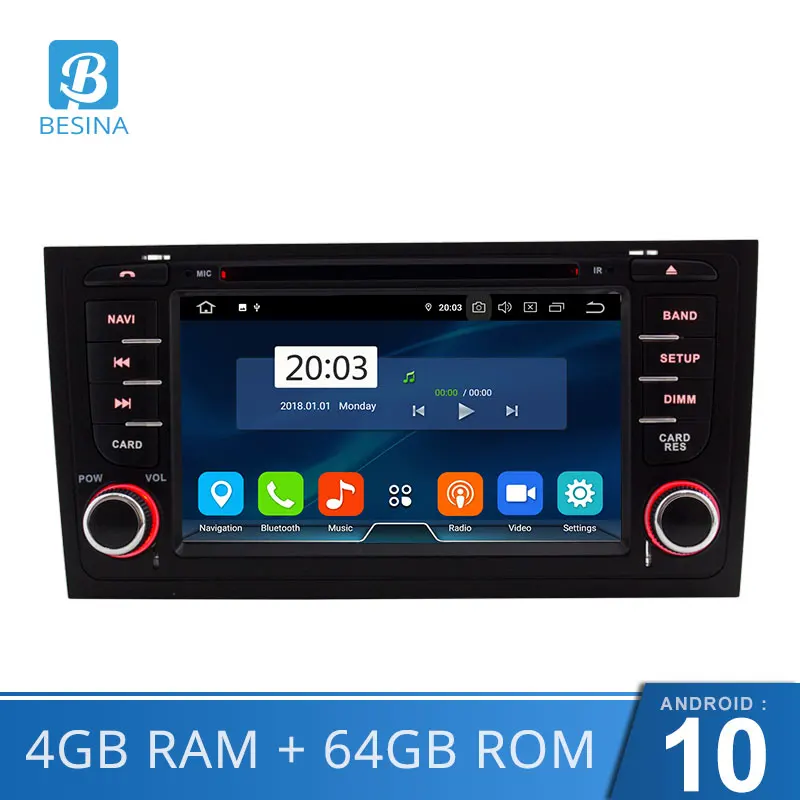 Besina 7 дюймов 2 Din Авто Радио Android 10 0 Автомобильный DVD плеер для AUDI A6 S6 RS6 GPS навигация