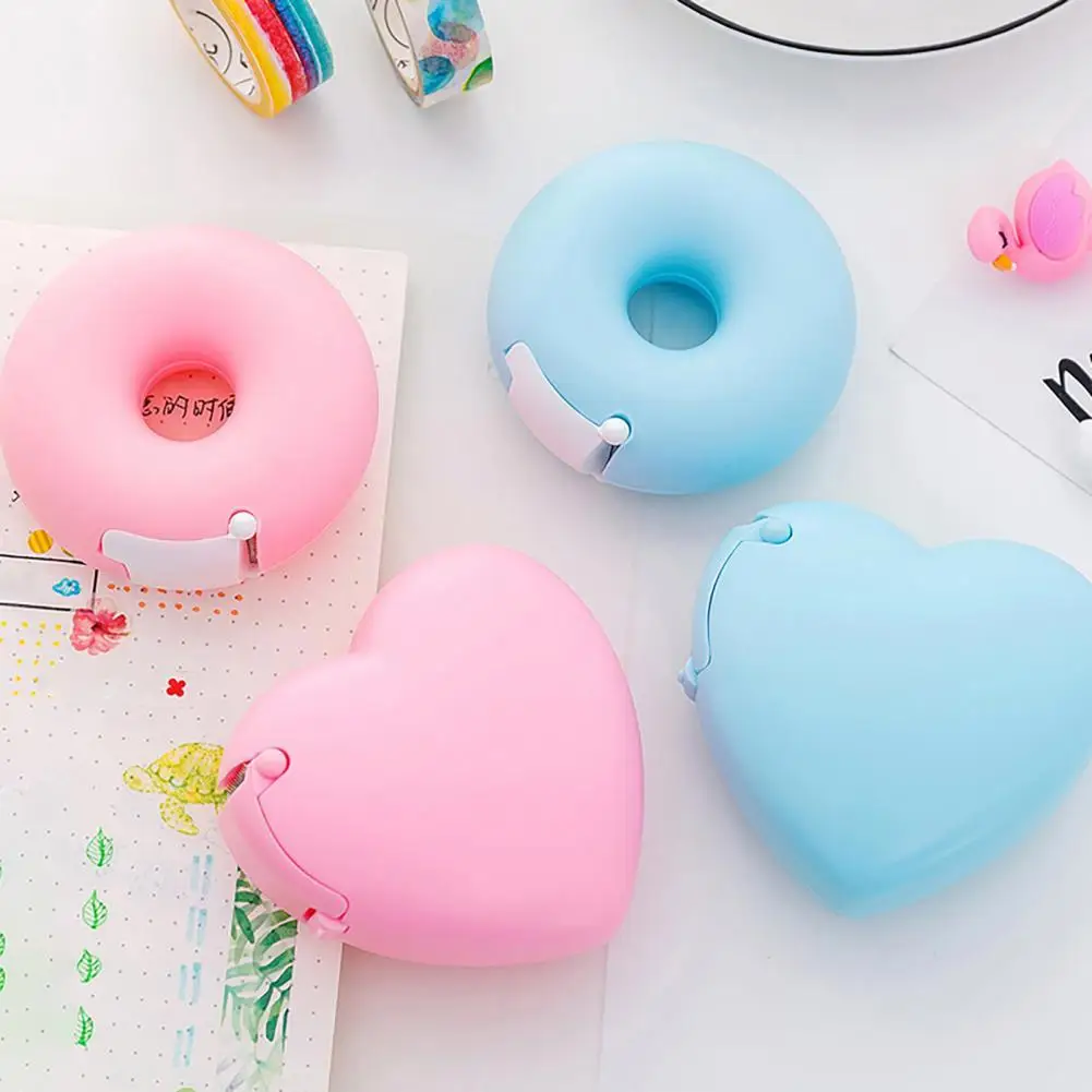 

Mini tape cutter Cutting Adhesive Tape Cutter Holder Cartoon Donut Love Heart Shape Adhesive Tape Cutter Cutting Tool Accessory