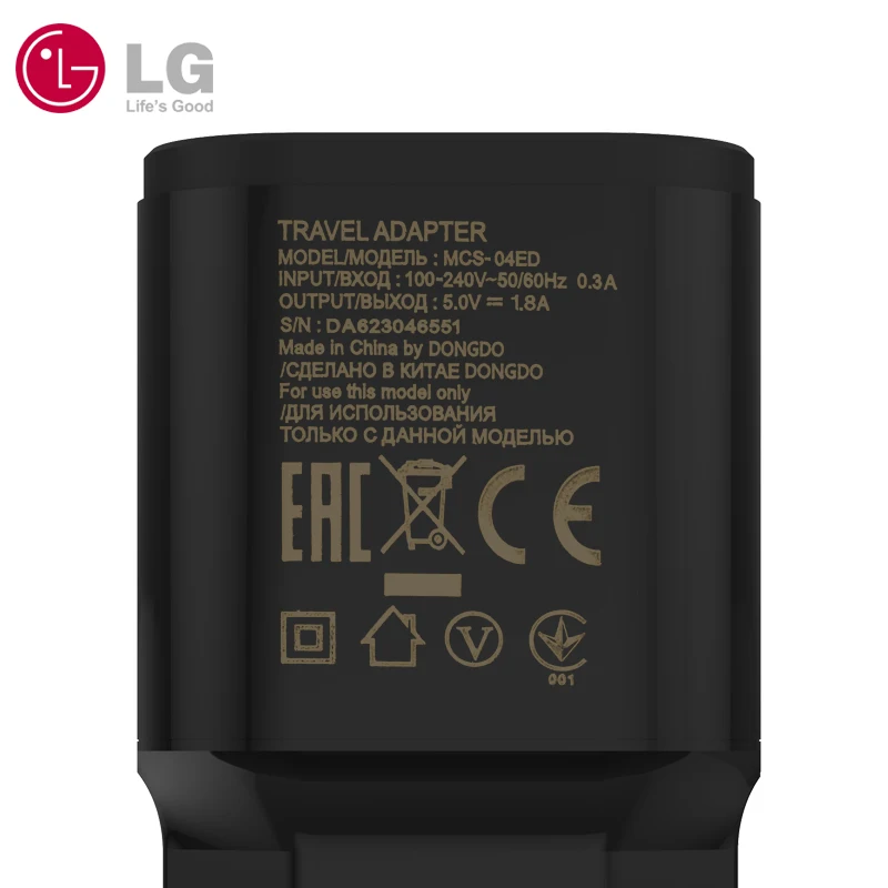 Оригинальное зарядное устройство LG G4 с европейской вилкой, быстрое зарядное устройство для путешествий, 5 В, 1,8 А, с кабелем Micro USB для LG G2, G3, G4, LS740, LS740, P705, F100S, MCS-04ER