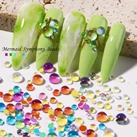 candy colors mix size 3d mermaid round strass shiny crystal beads nail art rhinestones diy flatback acrylic manicure decorations