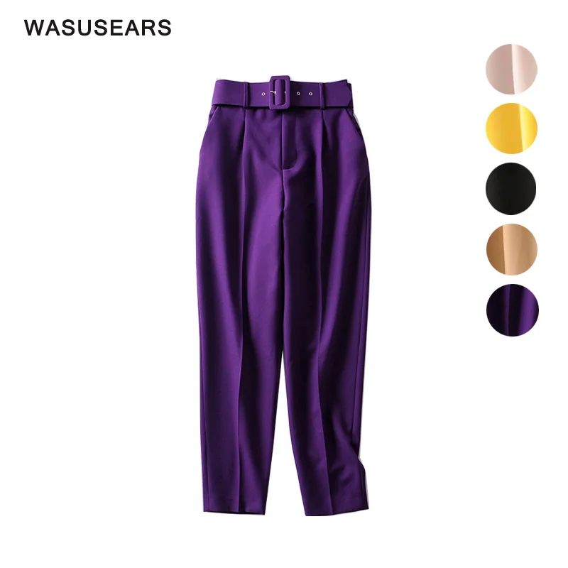 Женские деловые брюки с поясом элегантные в Корейском стиле зимние для офиса |