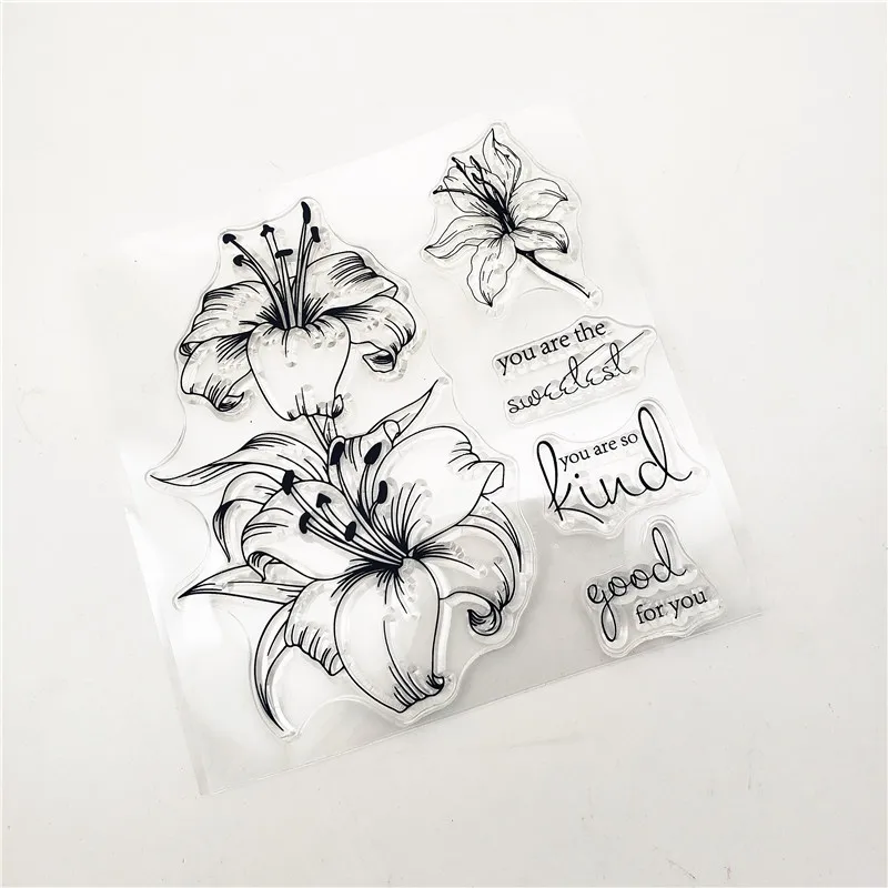 10x10cm Lily Flower Clear Stamps Transparent Seal Silicone TPR Christmas Wedding Roller DIY Scrapbook Album Card | Дом и сад