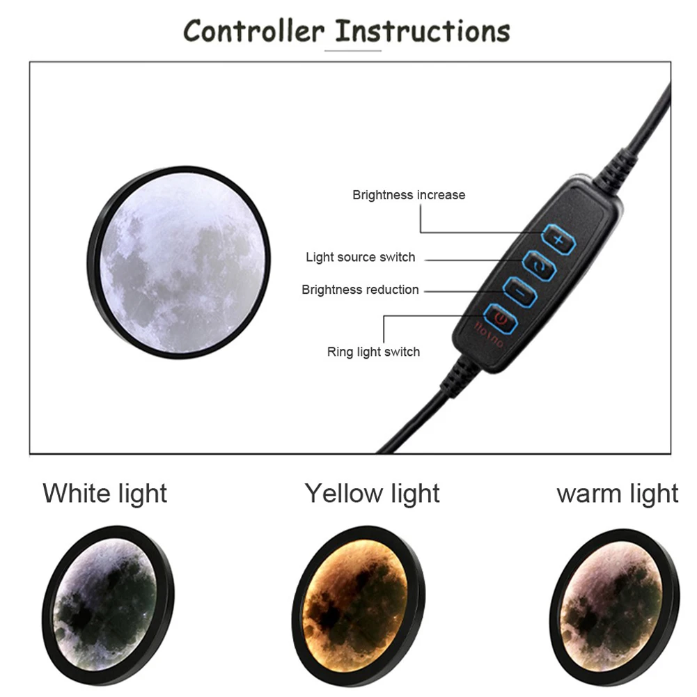 

Moon Mirror Light USB Powered Makeup Mirrors 2-in-1 Wall Mirror and Moon Light Home Decoration for Bedroom Living Room