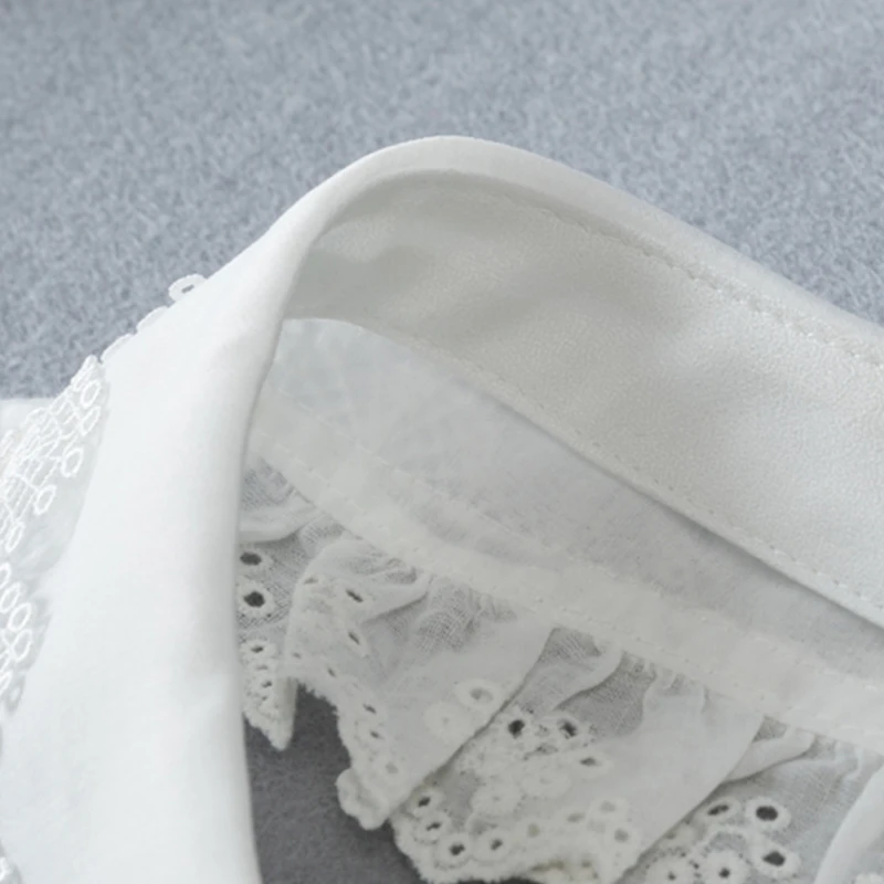 

Detachable Fake Collar Half Shirt Dickey Ruffles Floral Lace Necklace Poncho XX9D