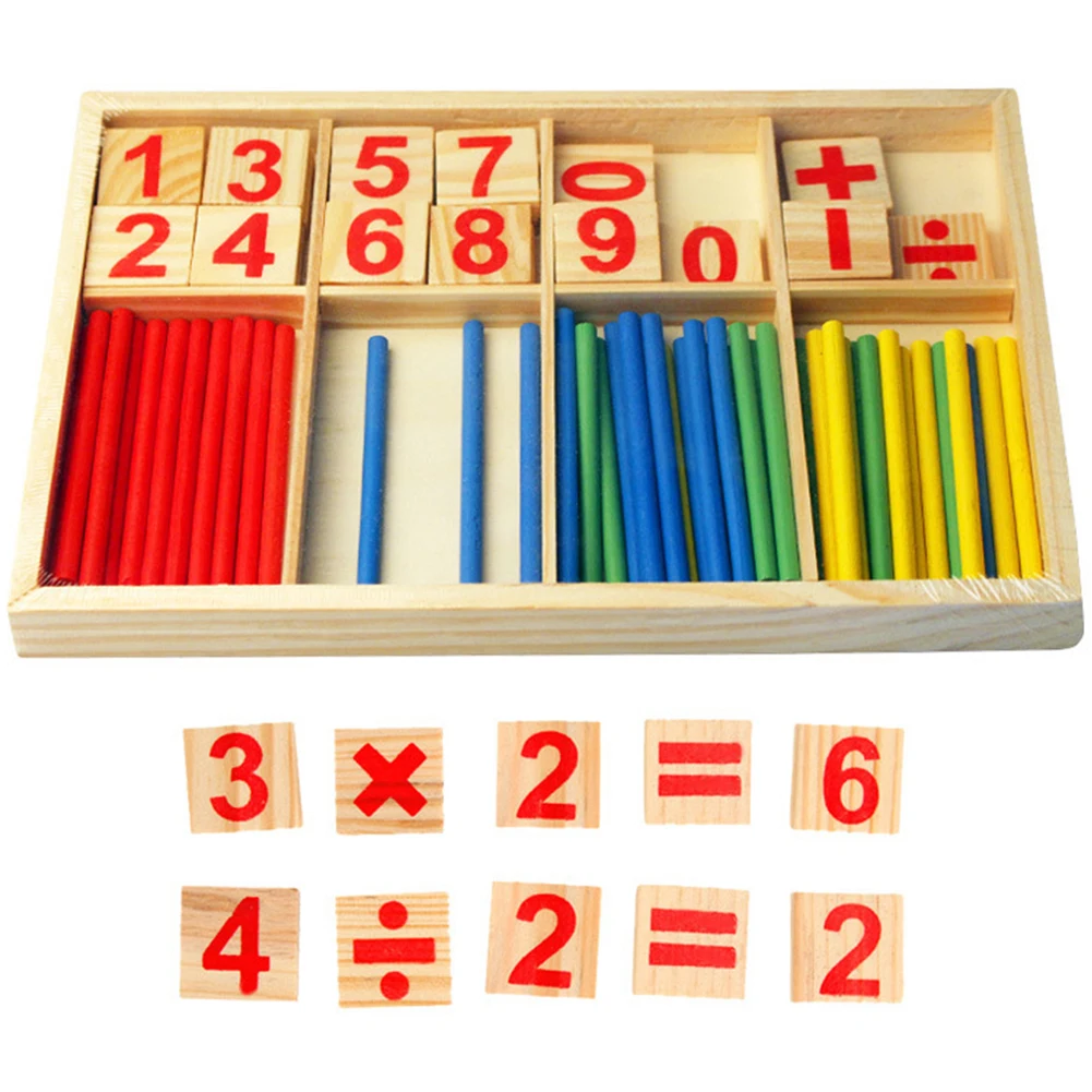 

Colorful Wooden Math Counting Sticks Baby Kid Arithmetic Numbers Learning Educational Kindergarten Teaching Aids Montessori Toy