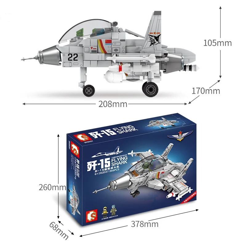 

SEMBO Chinese J-15 Flying Shark Helicopter Fighter Building Blocks DIY Kids Assembled Toys SWAT Airplane Model Birthday Gifts