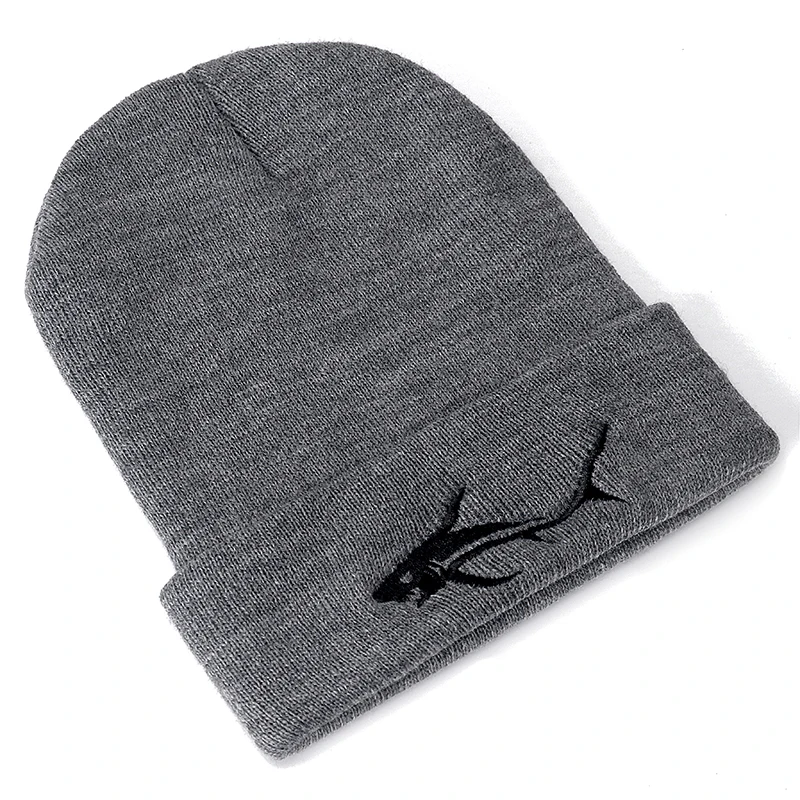 1 шт шапка Большая акула вышивка повседневное женская мужская теплая вязаная