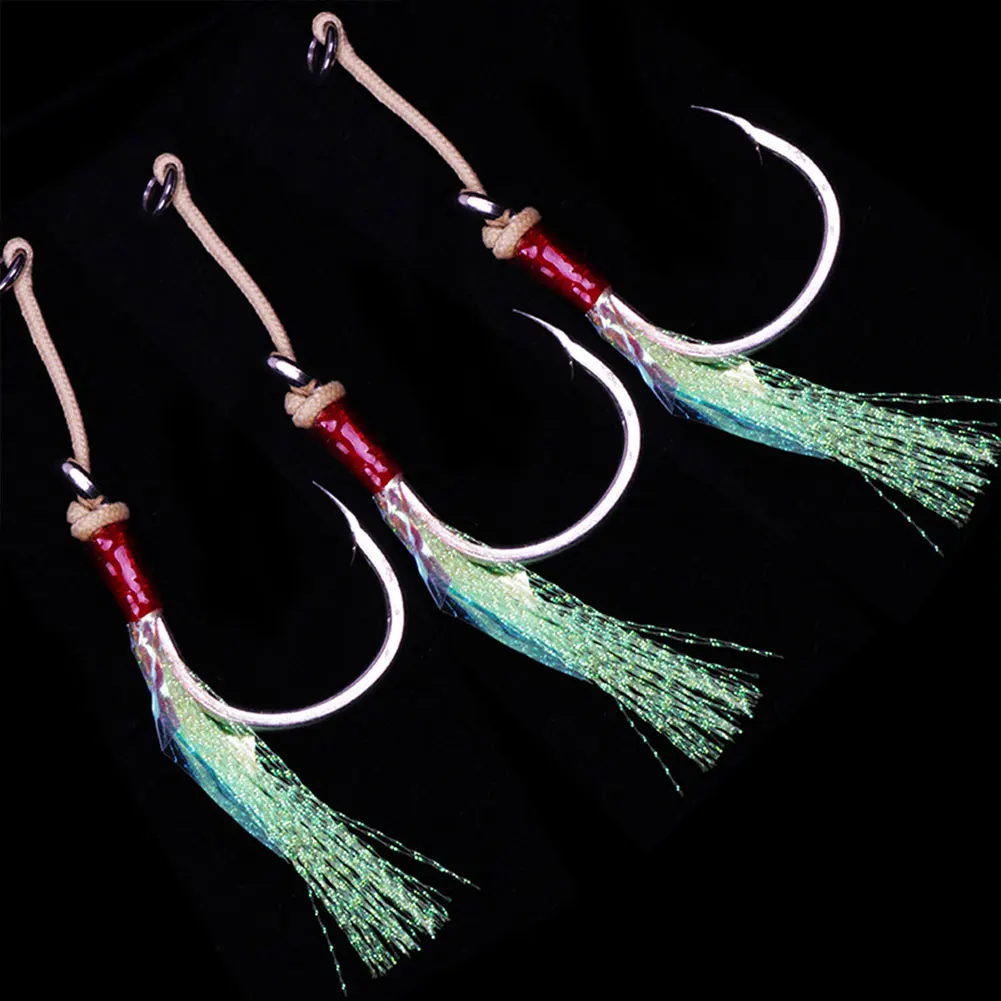 3 Pcs Steel Carbon Bass Cod Fishing Lures Sea Tackle Boat Luminous Hook | Спорт и развлечения